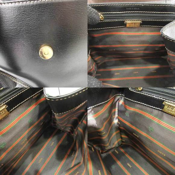 LOEWE Bag Velazquez Handbag Black x Brown Shoulder 2way Women's Leather - Picture 5 of 6